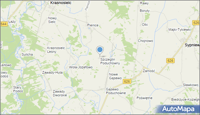 mapa Szczeglin Poduchowny, Szczeglin Poduchowny na mapie Targeo
